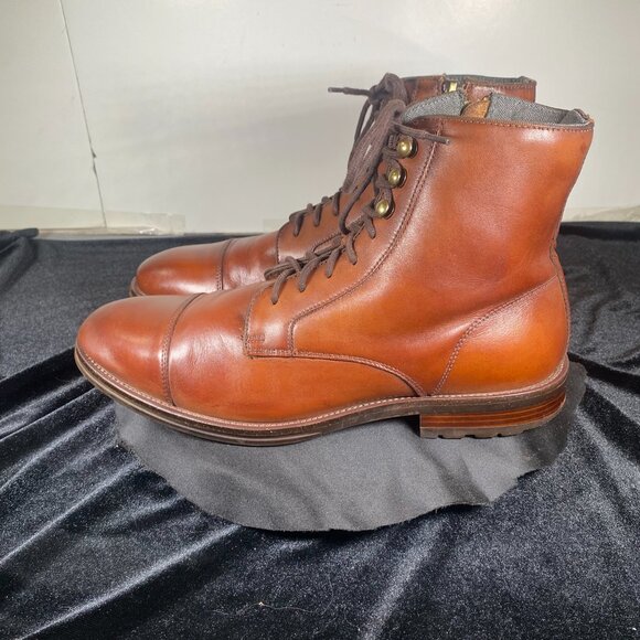 Vintage Steve Madden Men\'s 8.5 , Brown Leather Lace Up Boot with inside zippers main image 4